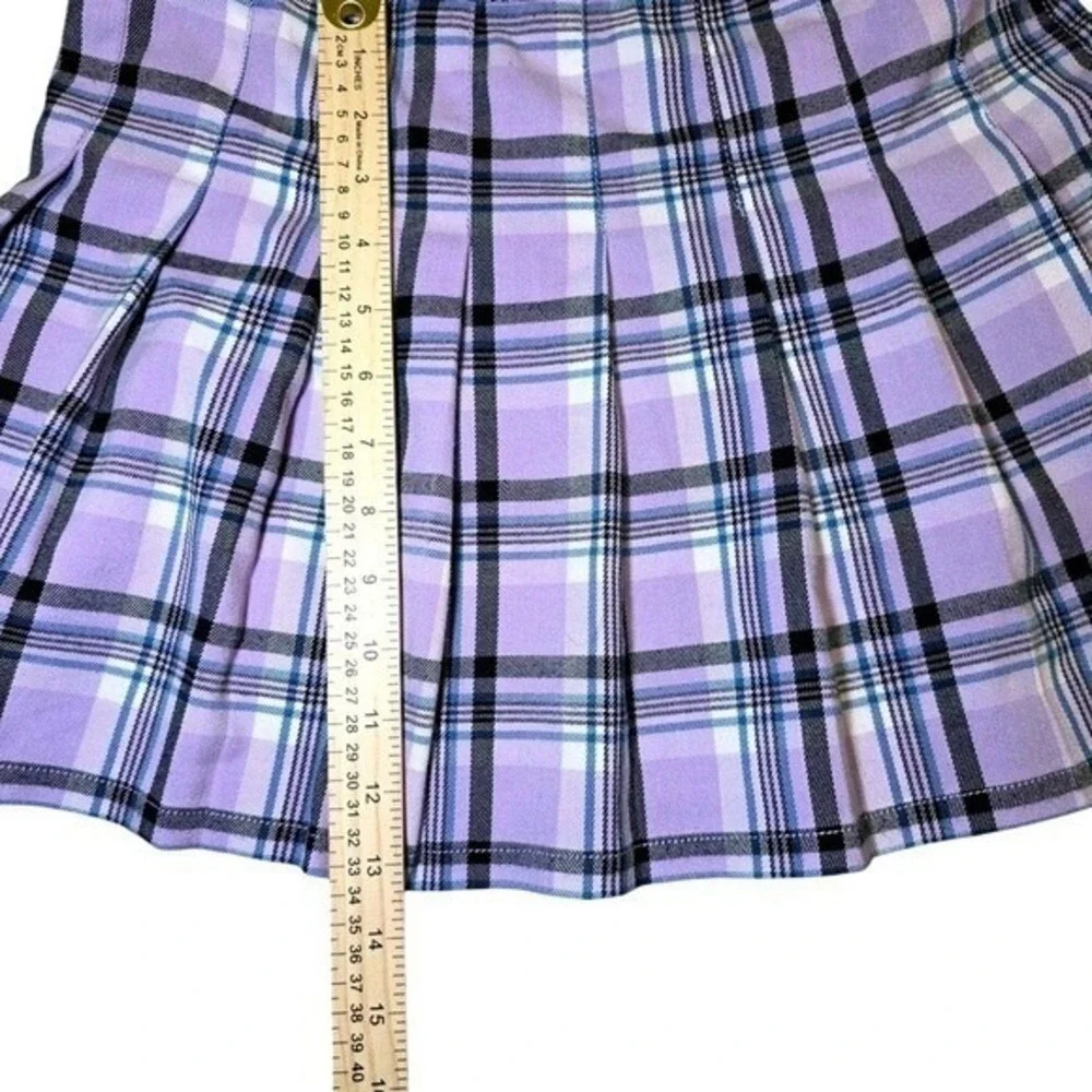 Lavender‎ Plaid Pleated Mini Skirt Mamba Jeans  Purple Checkered Size M Y2K